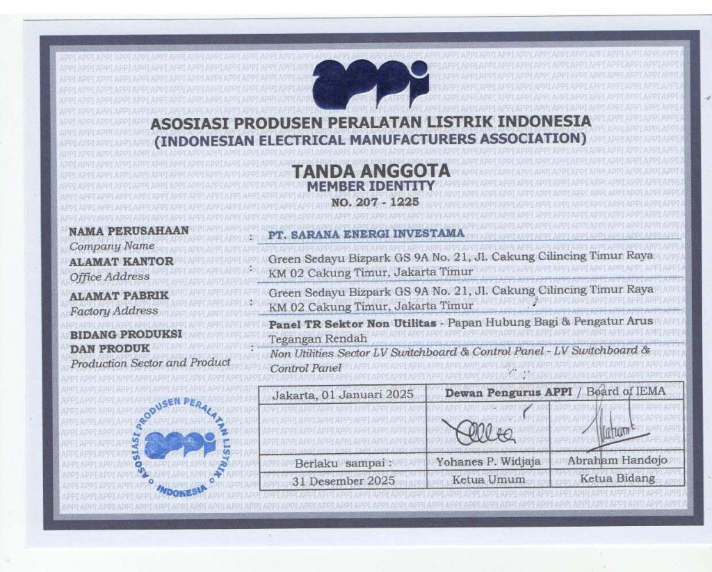 APPI SEI 2025 PTR Non UT SEI 1 - ELECTRICAL & INDUSTRIAL SUPPLIER - SYSTEM INTEGRATOR - SERVICE & MAINTENANCE SUBCONTRACTOR